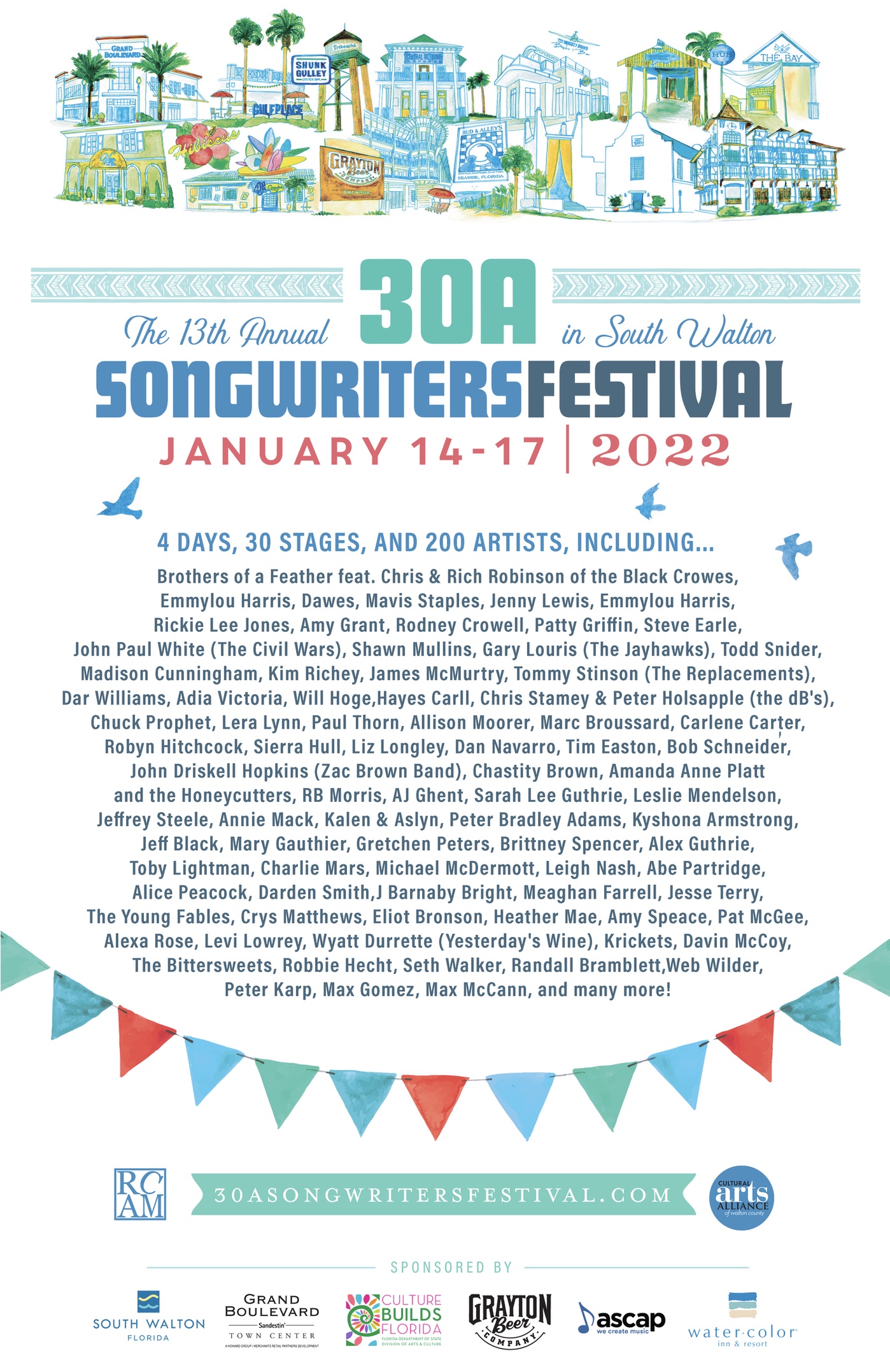 30A Songwriters Festival 2022 Lineup poster image