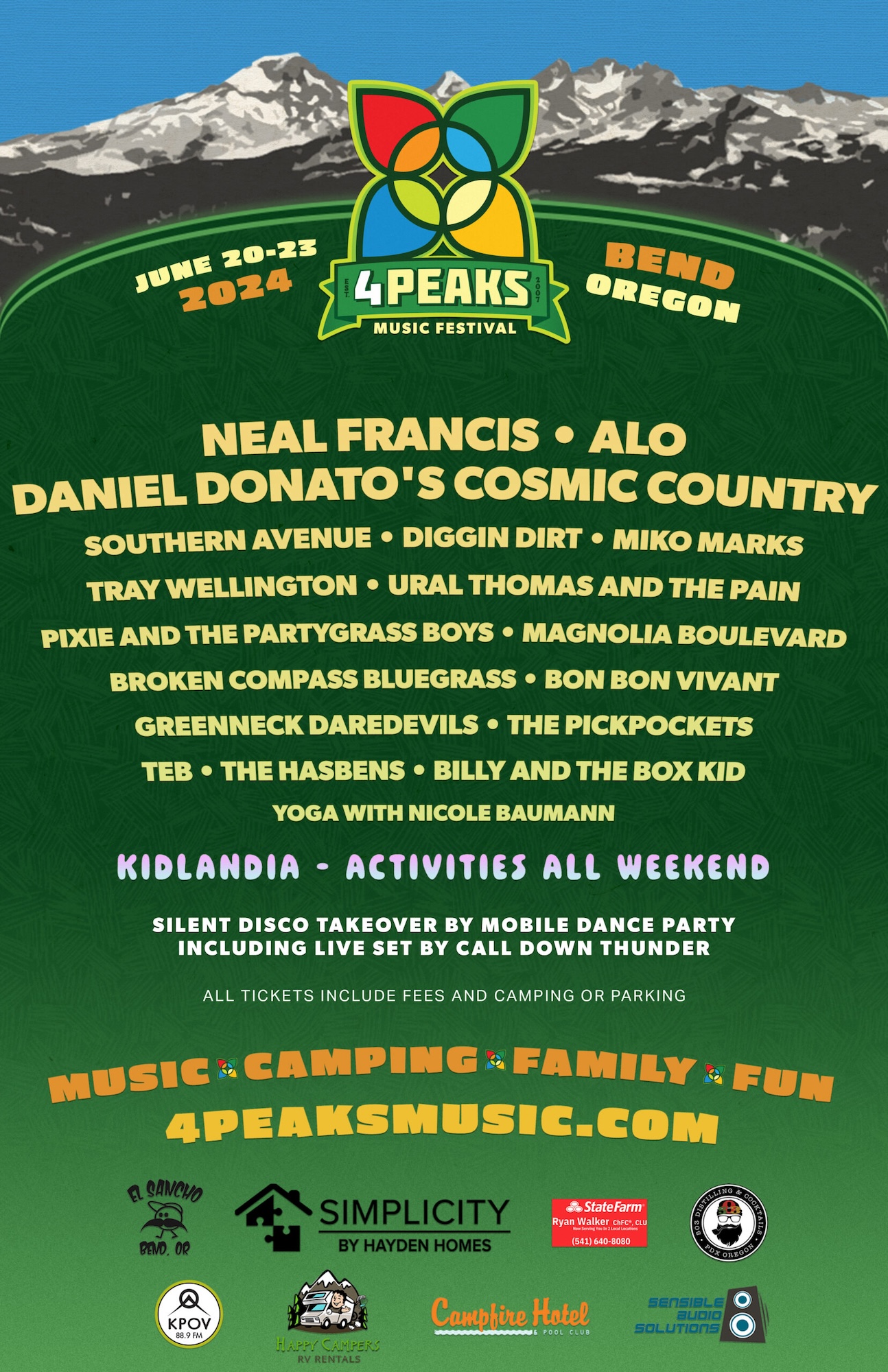 4 Peaks Music Festival 2024 lineup poster