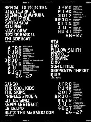 AFROPUNK Brooklyn 2017 Lineup poster image