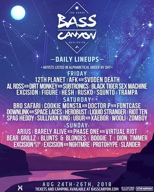 Bass Canyon 2018 Lineup poster image