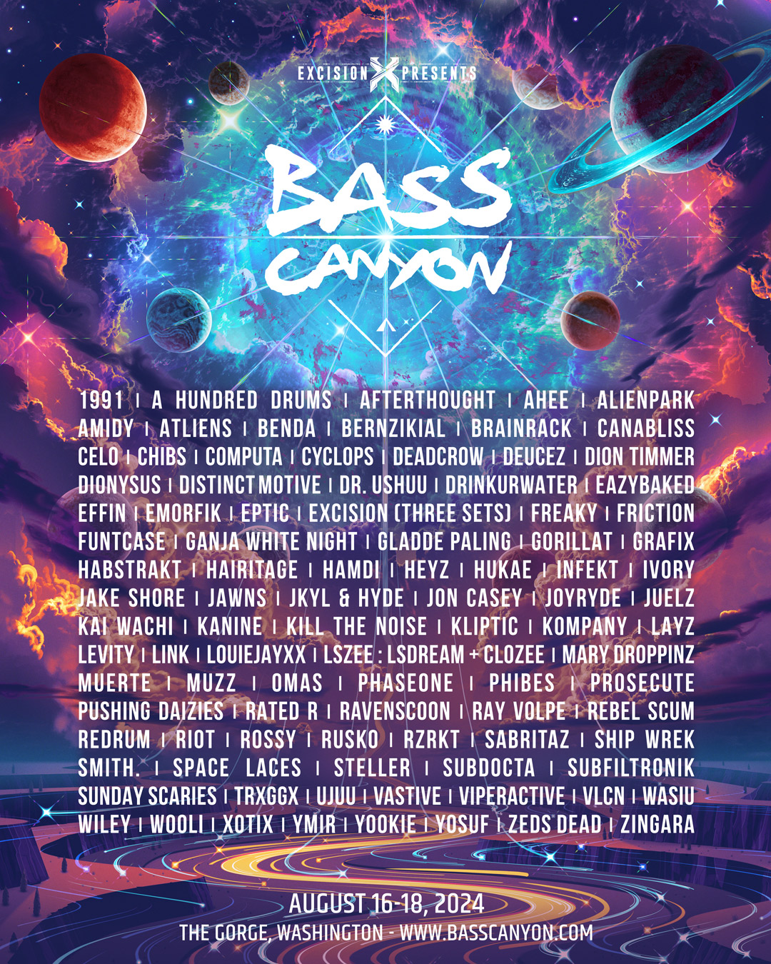 Bass Canyon 2024 lineup poster