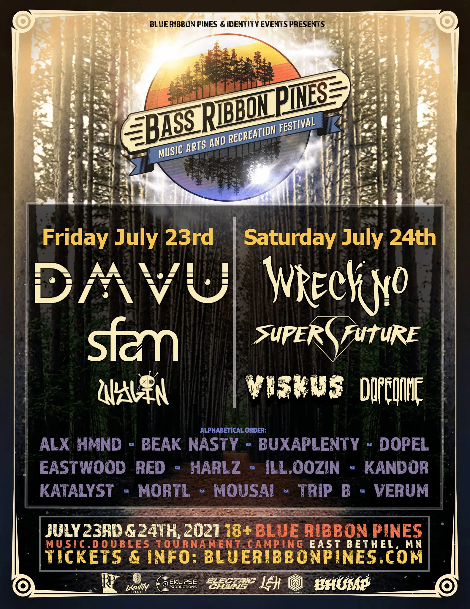 Bass Ribbon Pines Music Festival 2021 Lineup poster image