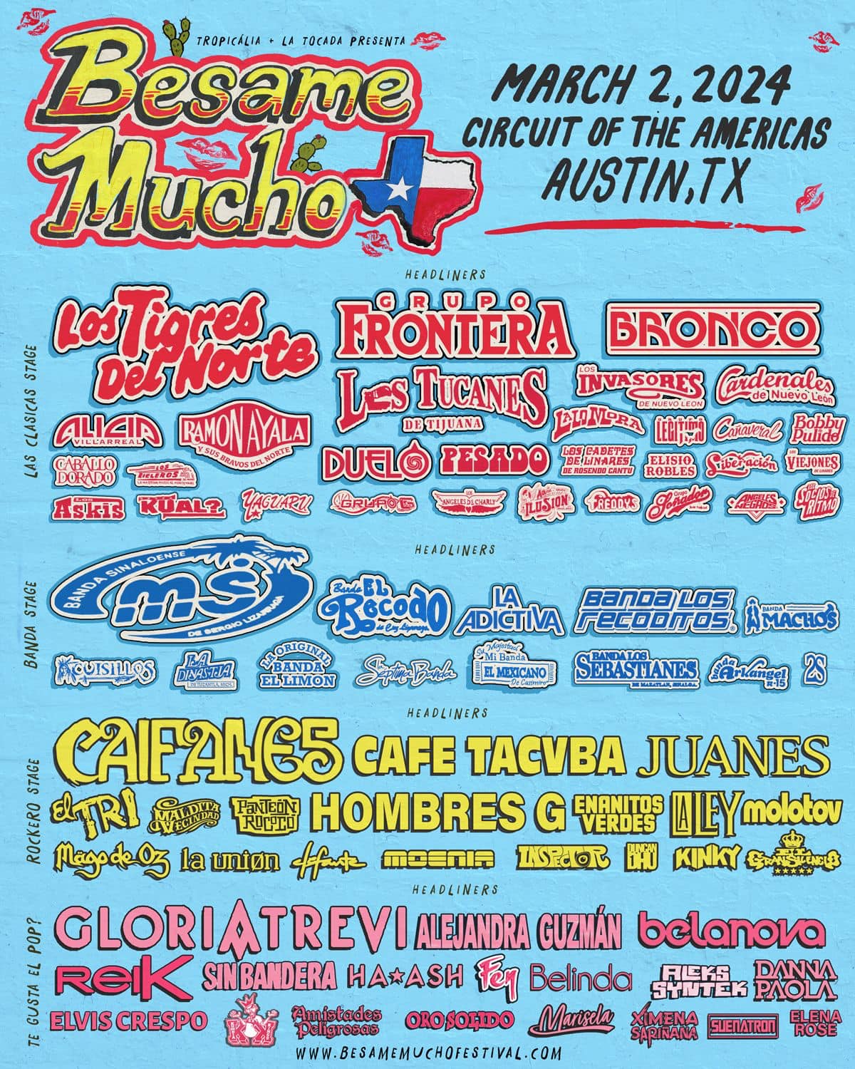Besame Mucho Austin lineup poster