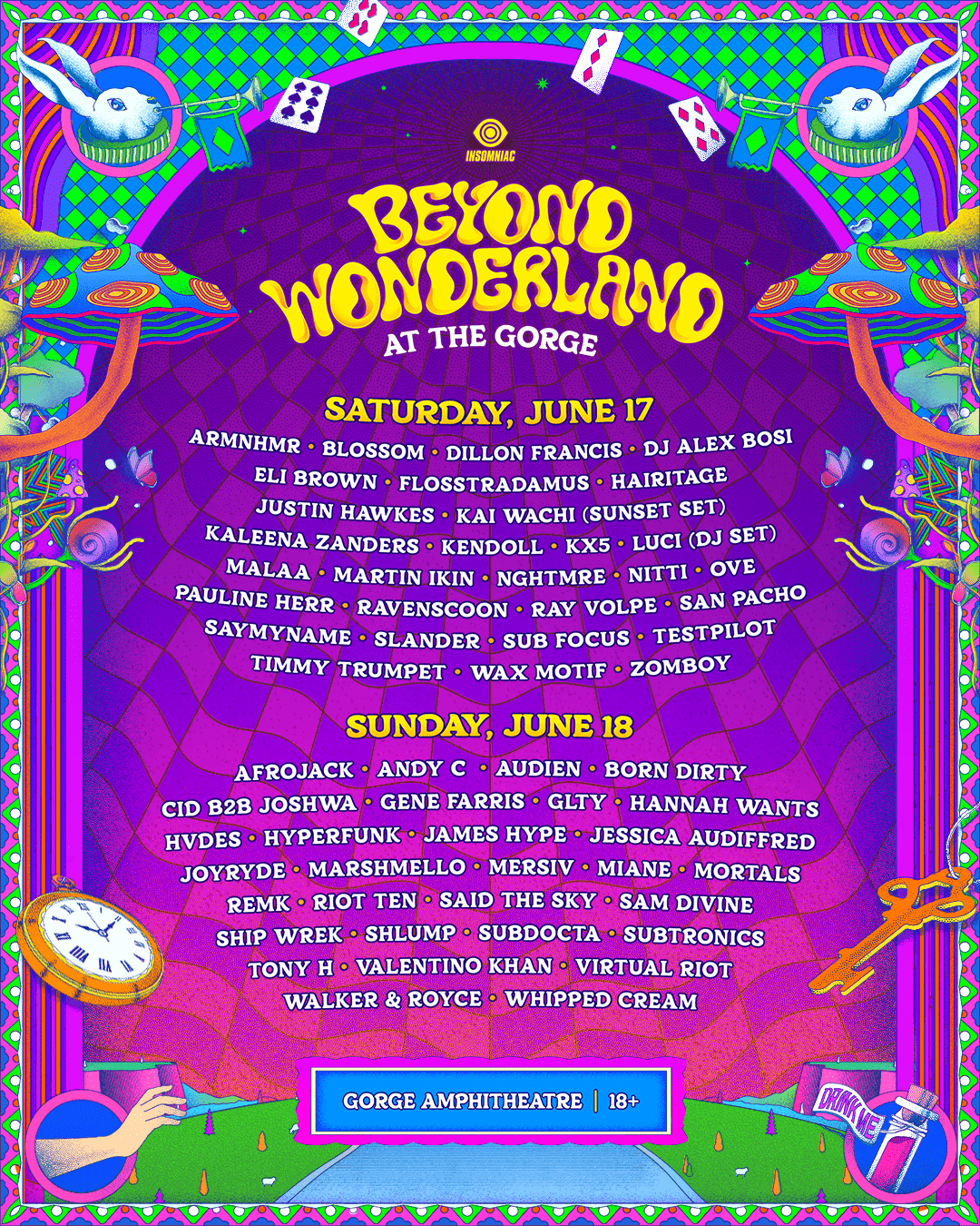Beyond Wonderland At The Gorge 2023 Lineup Poster 