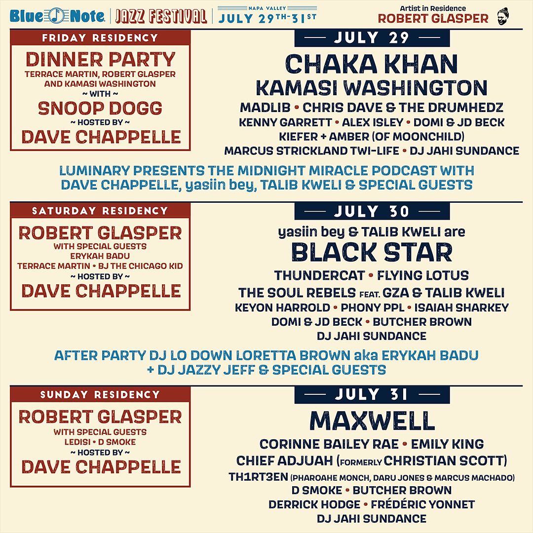 Blue Note Napa 2022 Lineup poster image