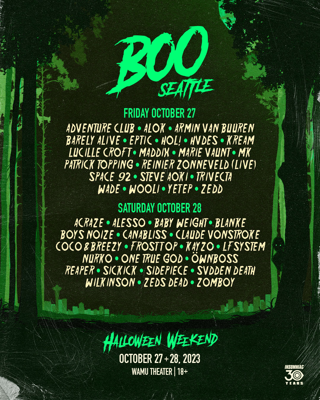 BOO! Seattle 2023 Lineup Drop Grooveist