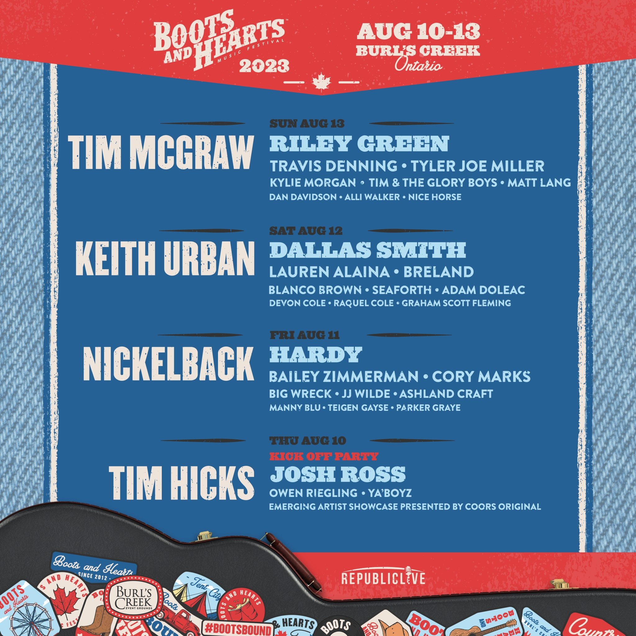 Boots & Hearts Music Festival 2023 Lineup poster image