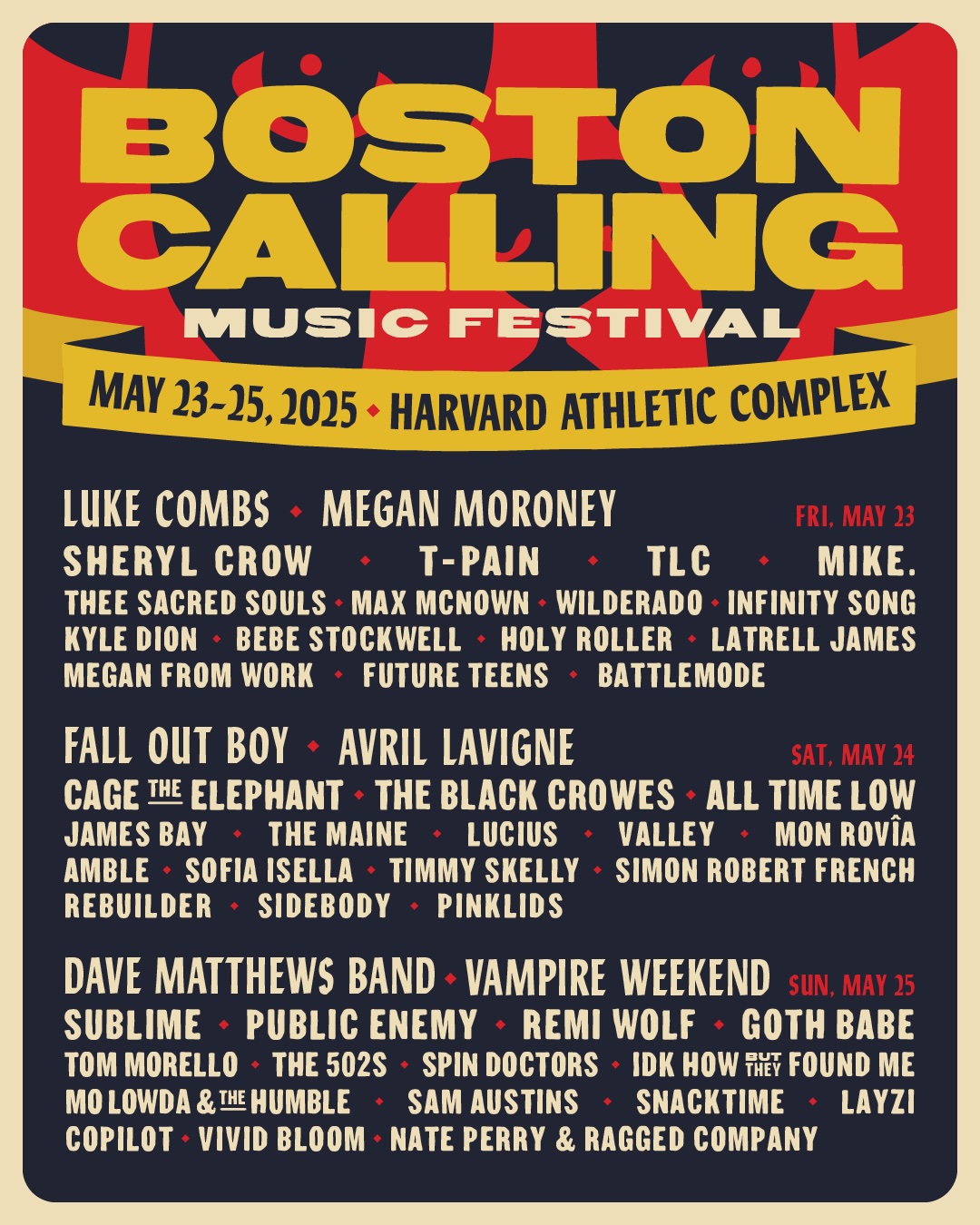 Boston Calling lineup poster
