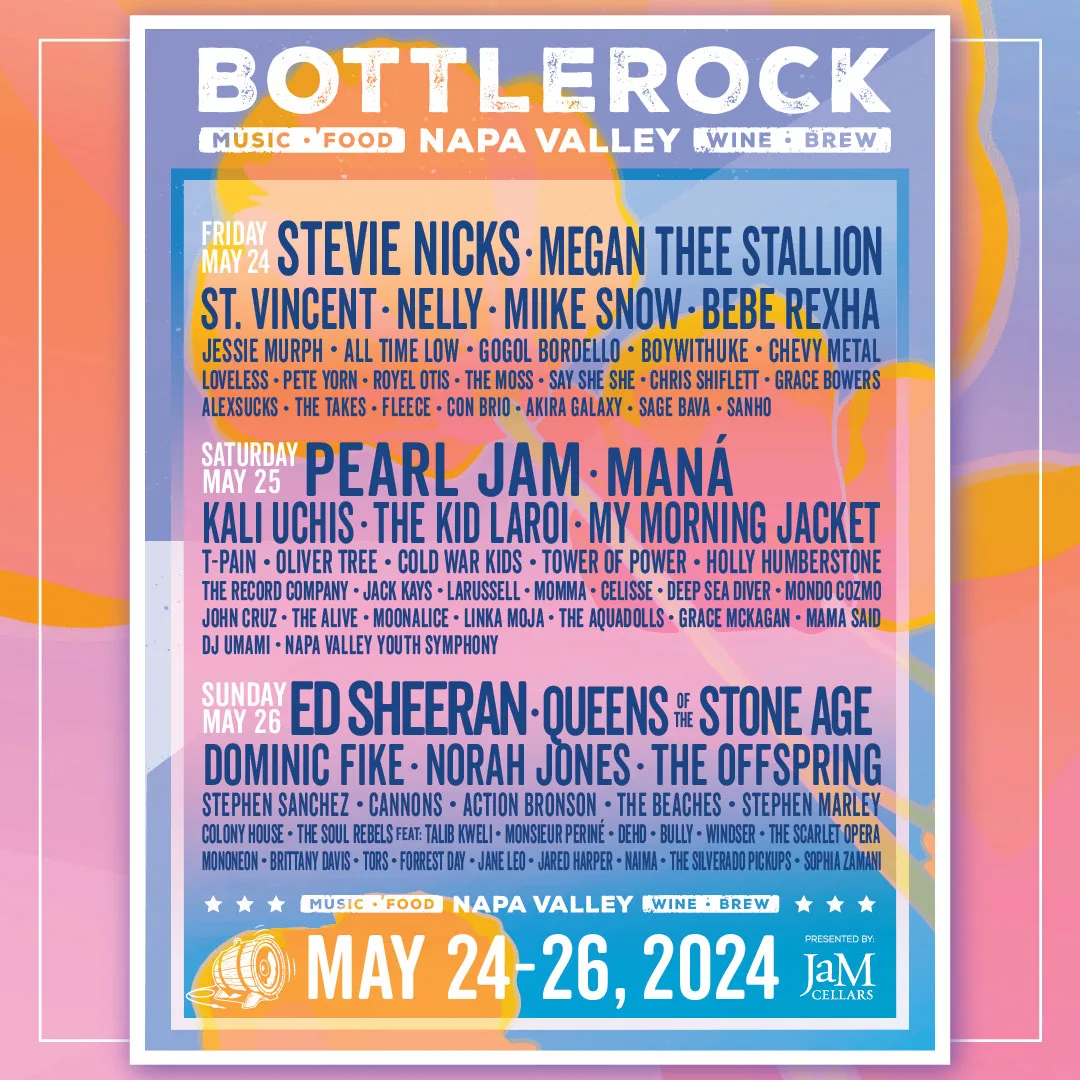 BottleRock Announces 2024 Lineup Ed Sheeran, Maná, Pearl Jam, and