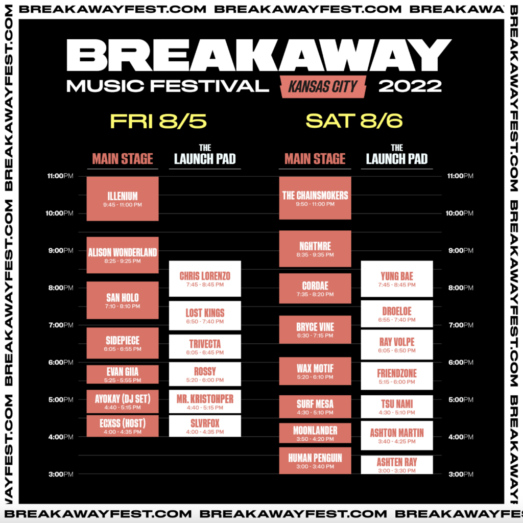 breakaway kansas city 2022 daily lineup