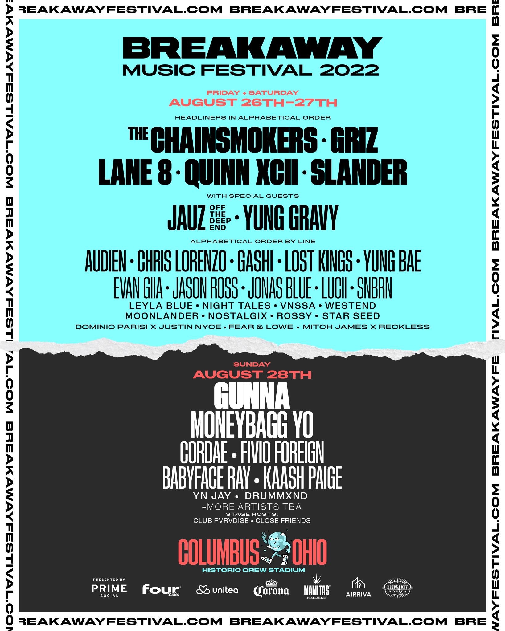 Breakaway Ohio 2022 lineup poster