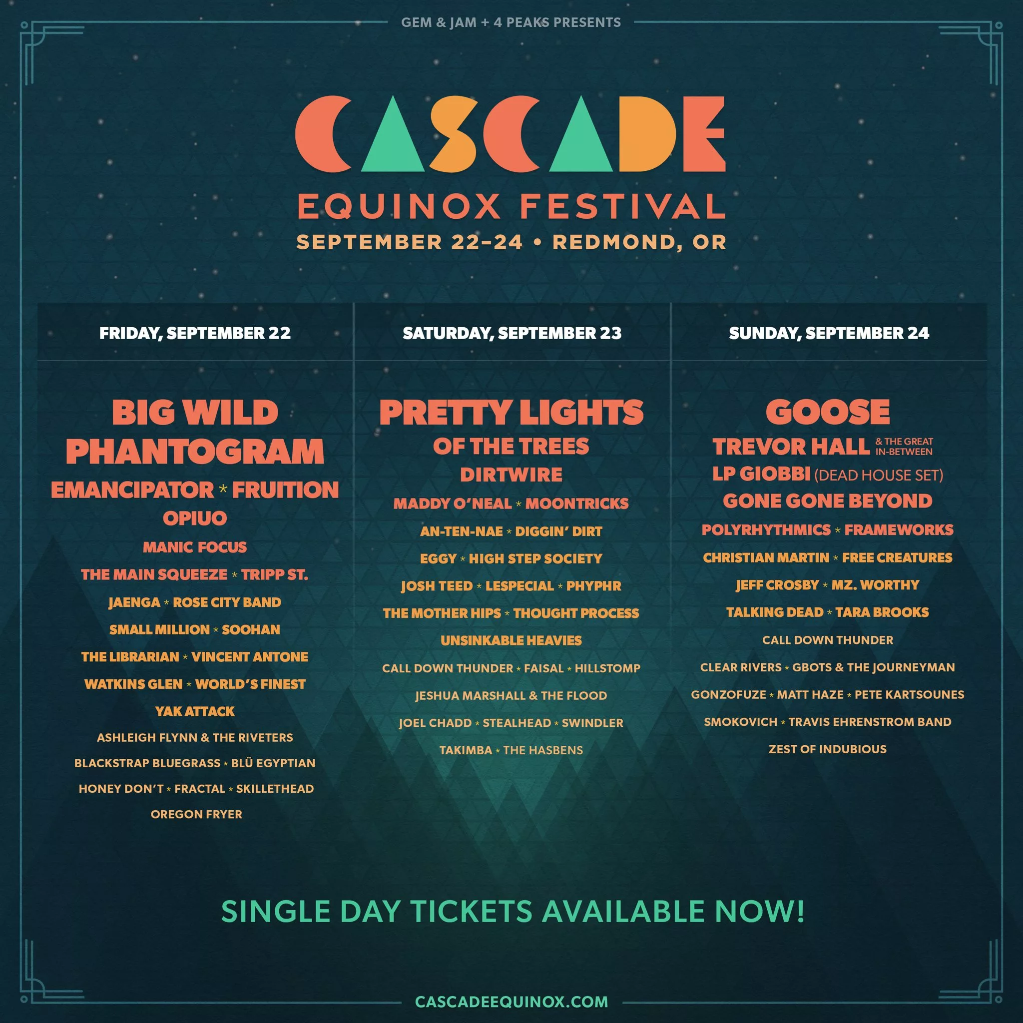 Cascade Equinox Announces 2023 Daily Lineup For Inaugural Festival