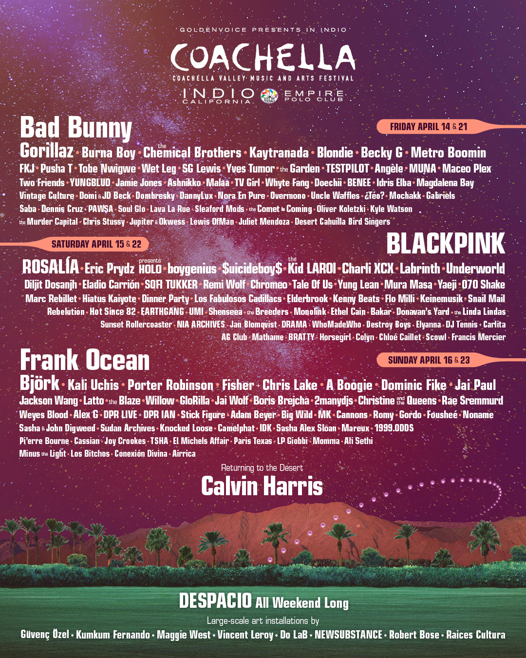 Coachella 2023 Lineup April 14 Weekend Grooveist