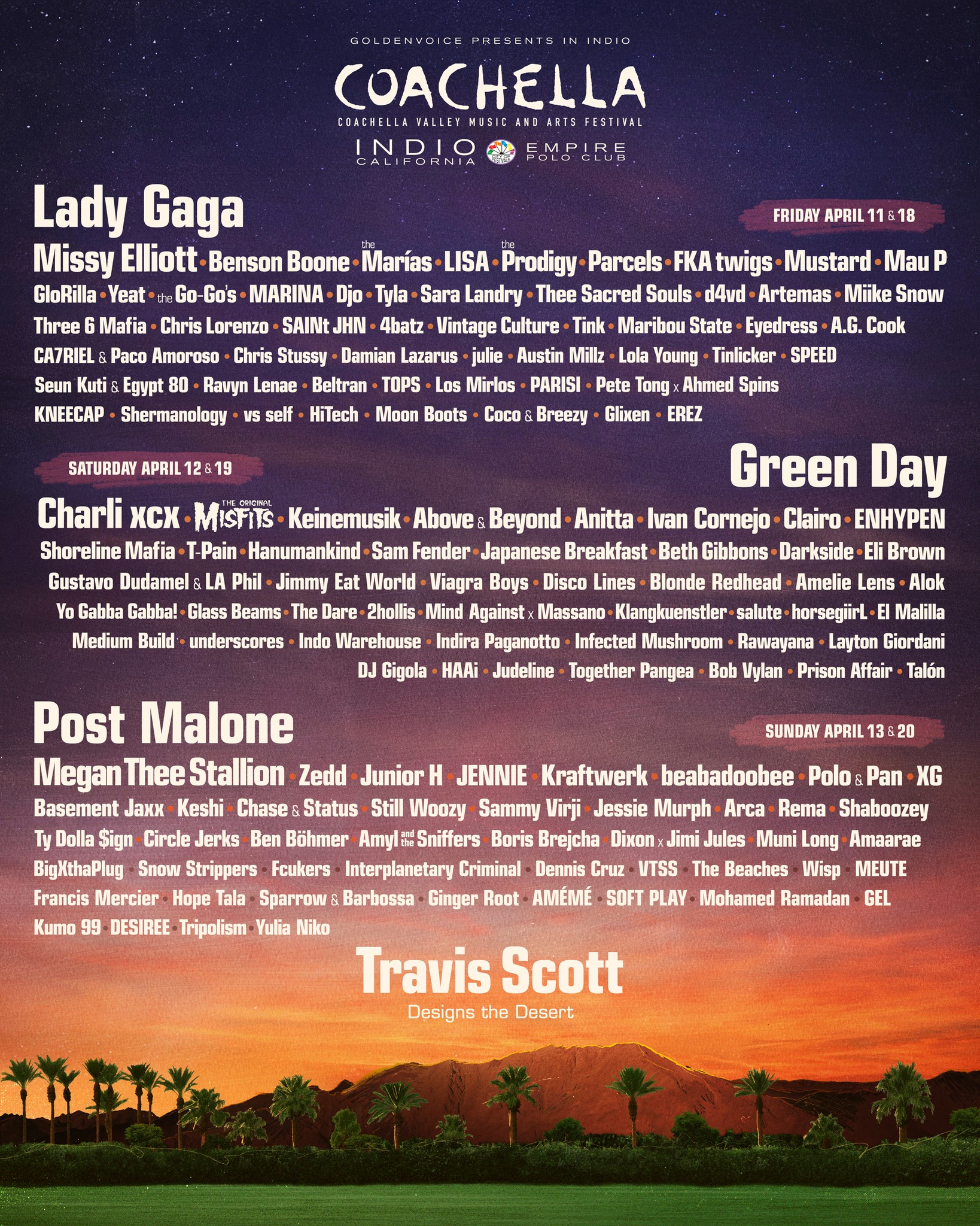 Coachella 2025 lineup poster