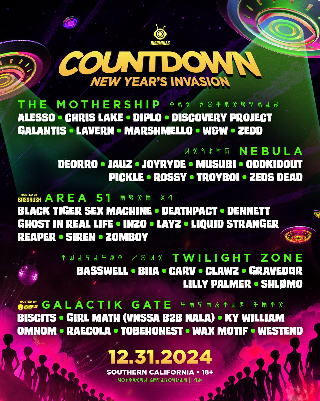 Countdown NYE lineup poster