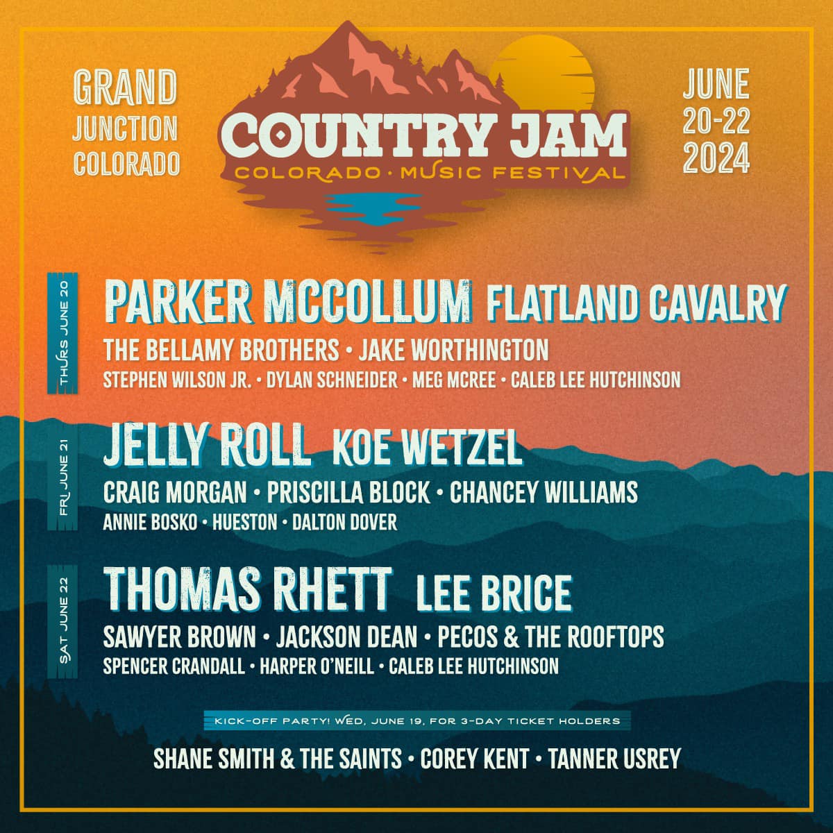 Country Jam Colorado 2024 lineup poster