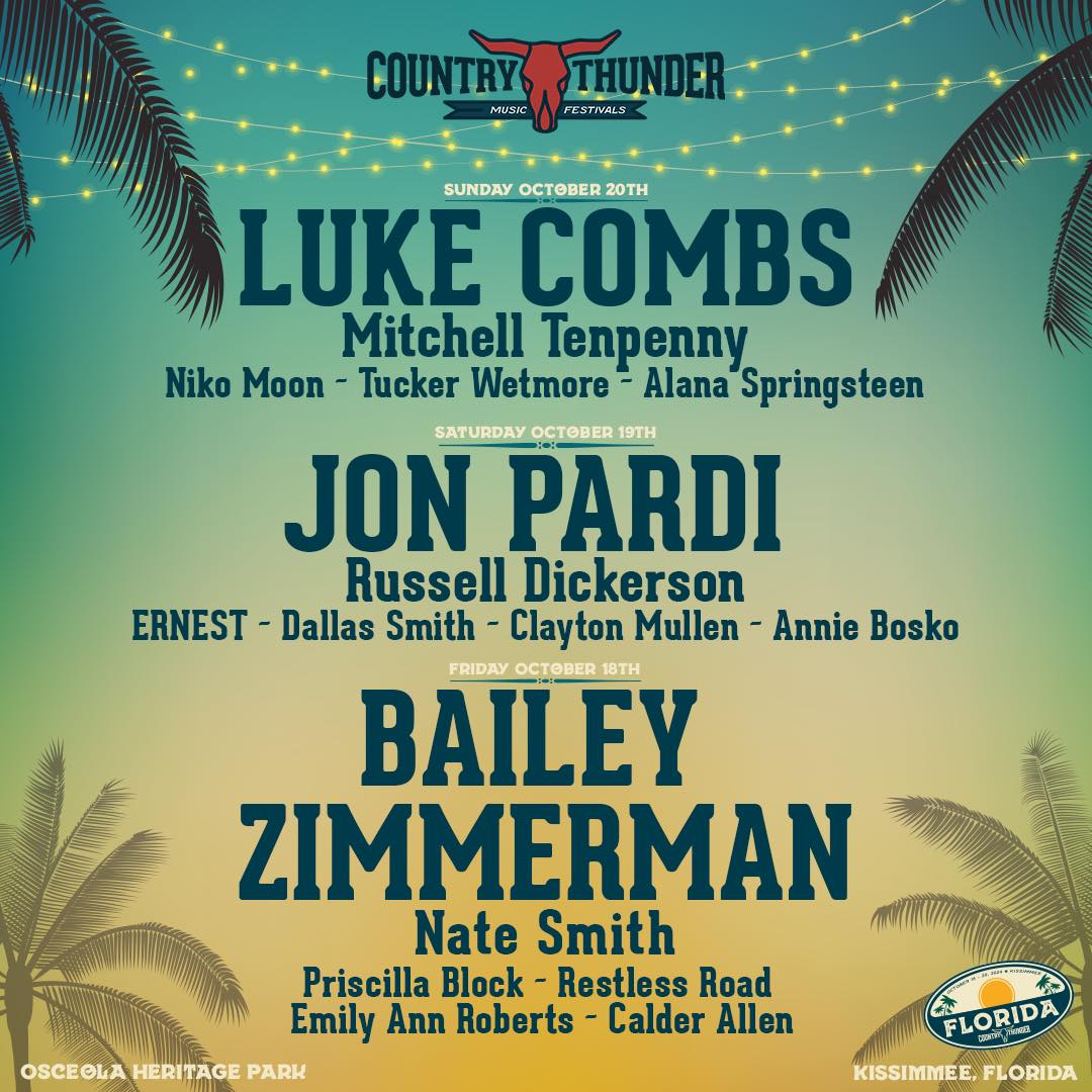 Country Thunder Florida 2024 lineup poster