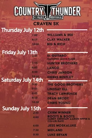 Country Thunder Saskatchewan 2018 Lineup poster image