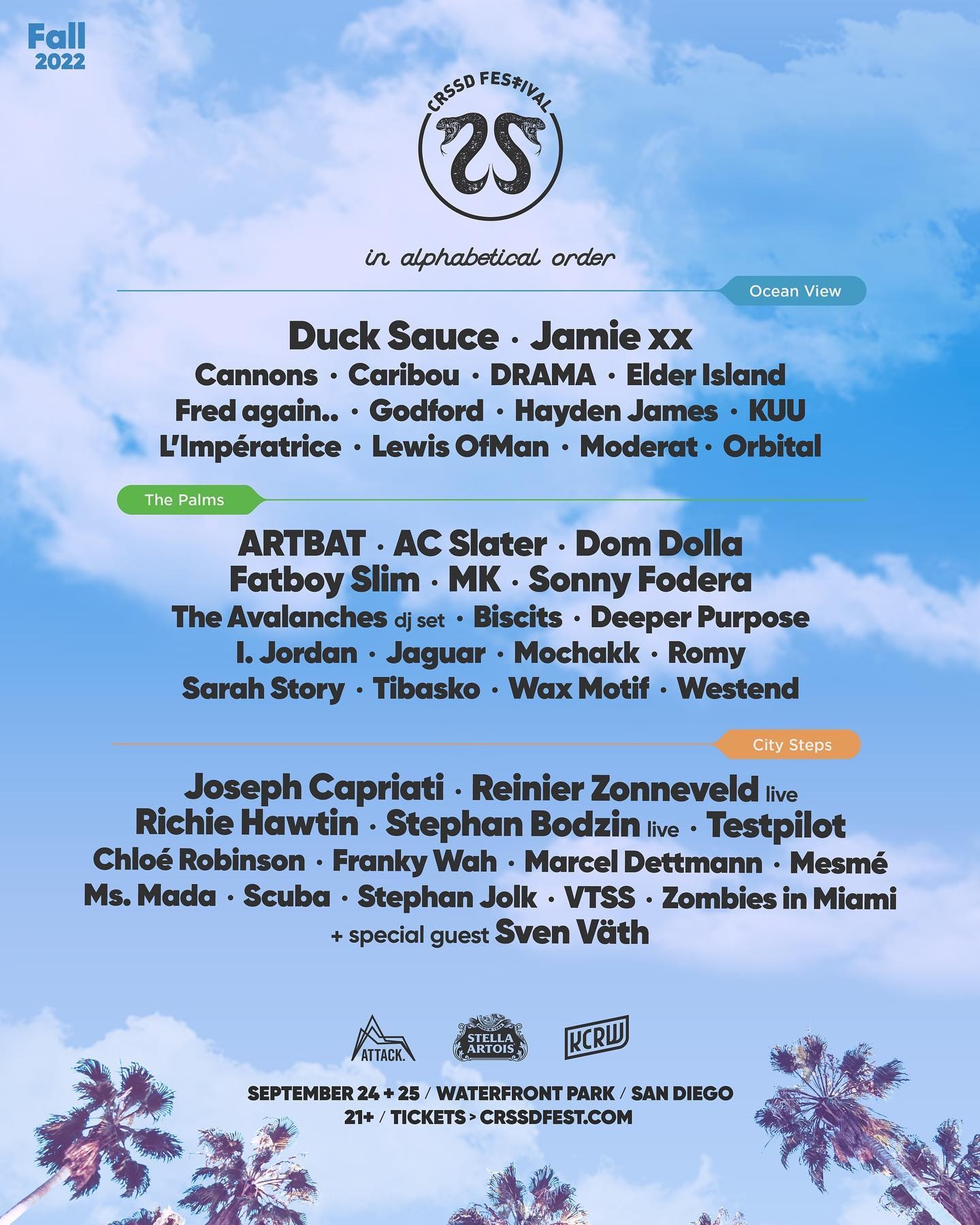 CRSSD Festival Fall 2022 lineup poster