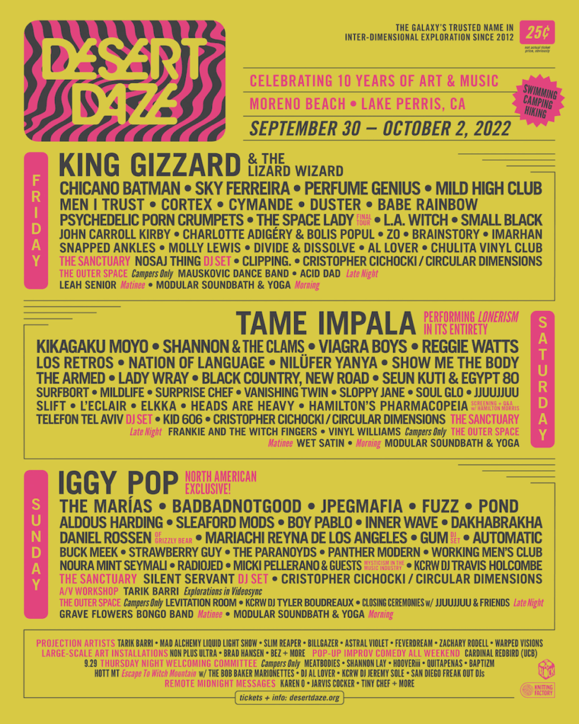 desert daze 2022 daily lineup