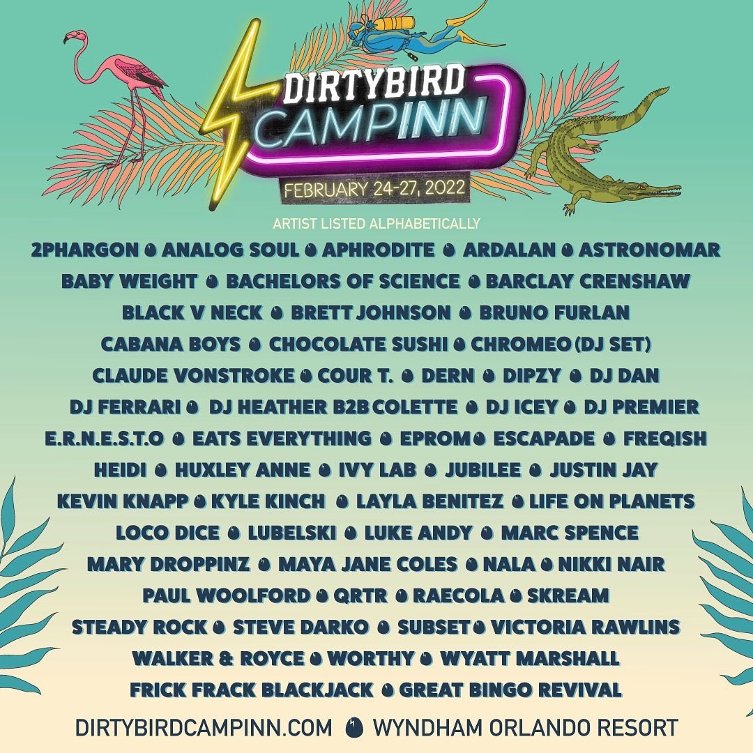 Dirtybird CampINN 2022 lineup poster