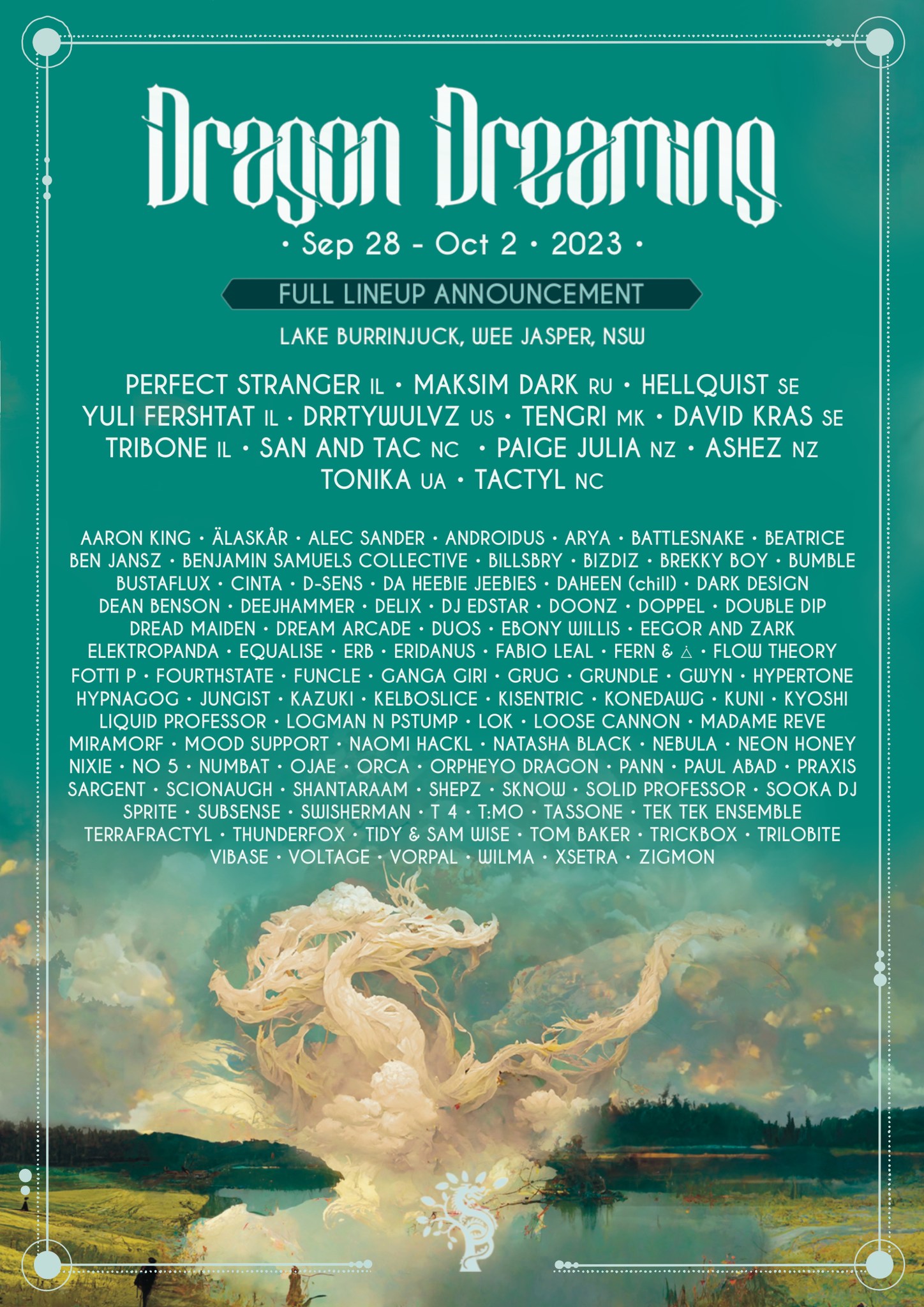 Dragon Dreaming Festival lineup poster
