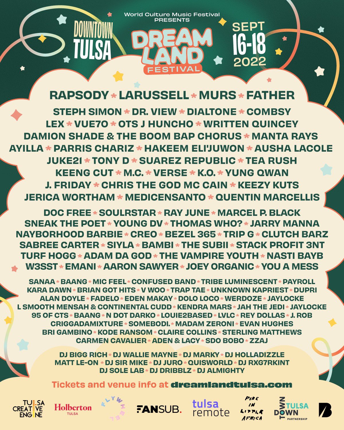 Dreamland Festival Tulsa 2022 Lineup poster image