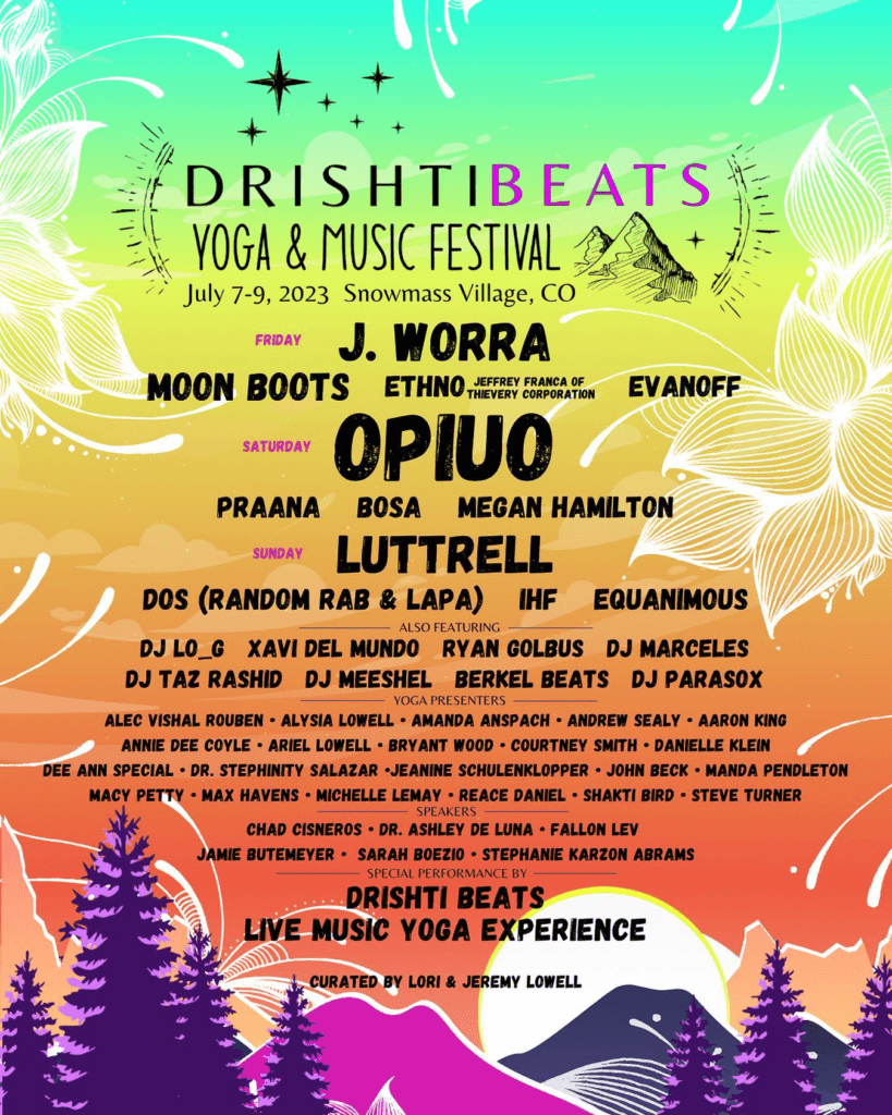 drishti beats yoga and music festival 2023 lineup poster