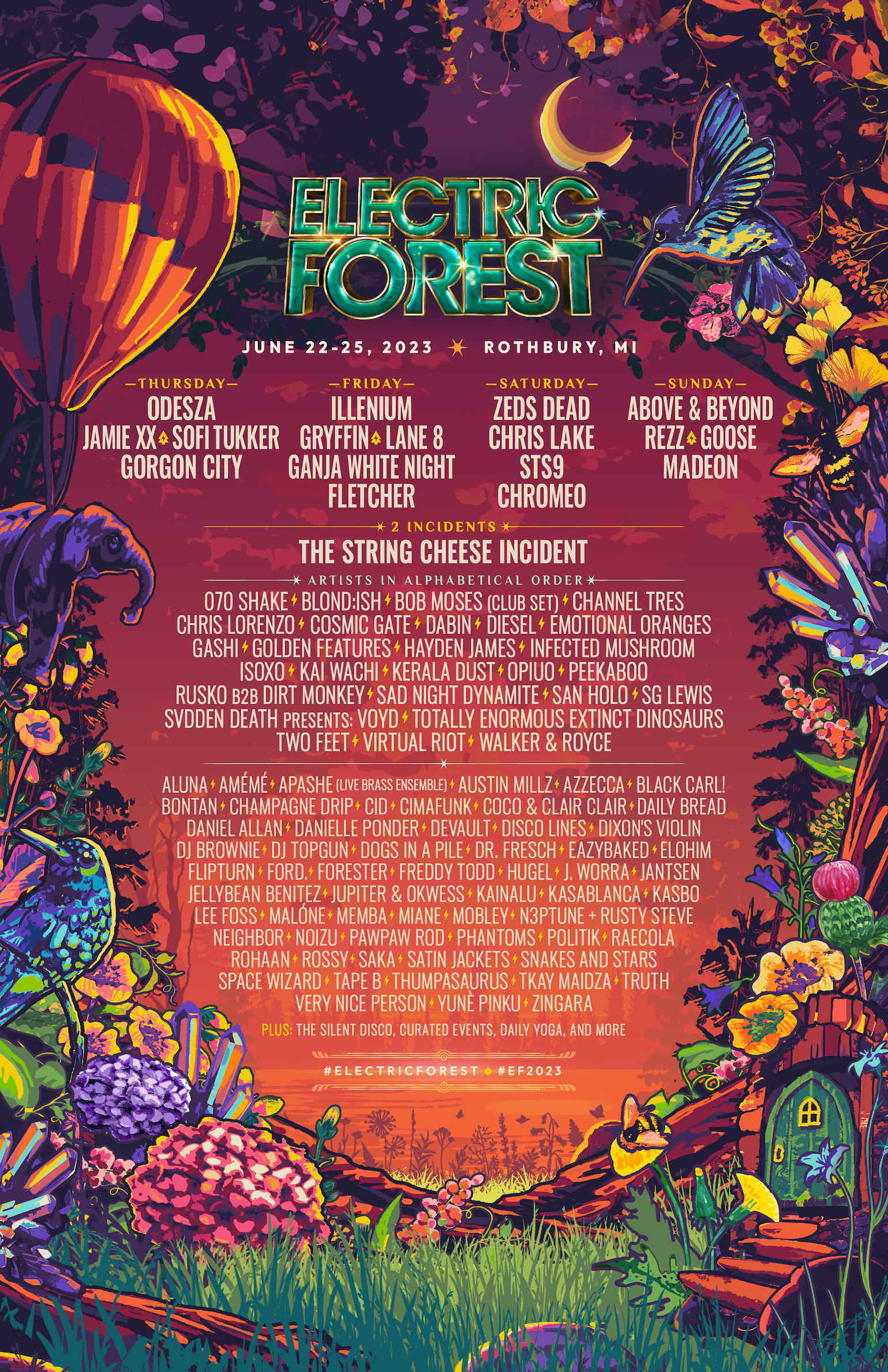 Electric Forest 2023 lineup poster