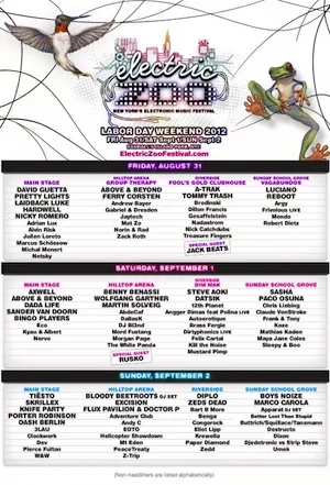 Electric Zoo 2012 Lineup poster image