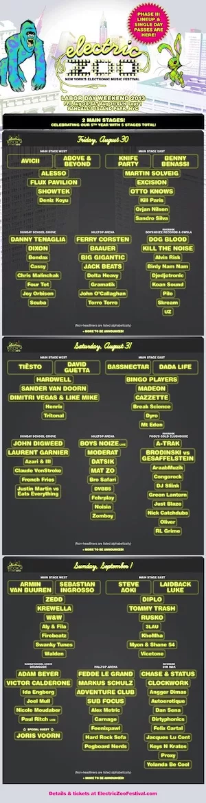 Electric Zoo 2013 Lineup poster image