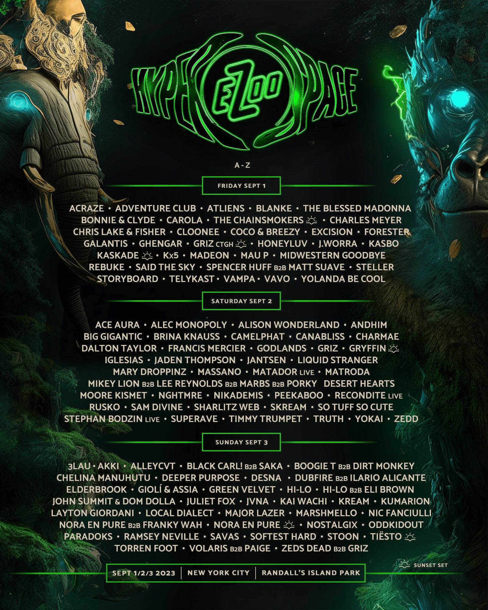 Electric Zoo 2023 lineup poster