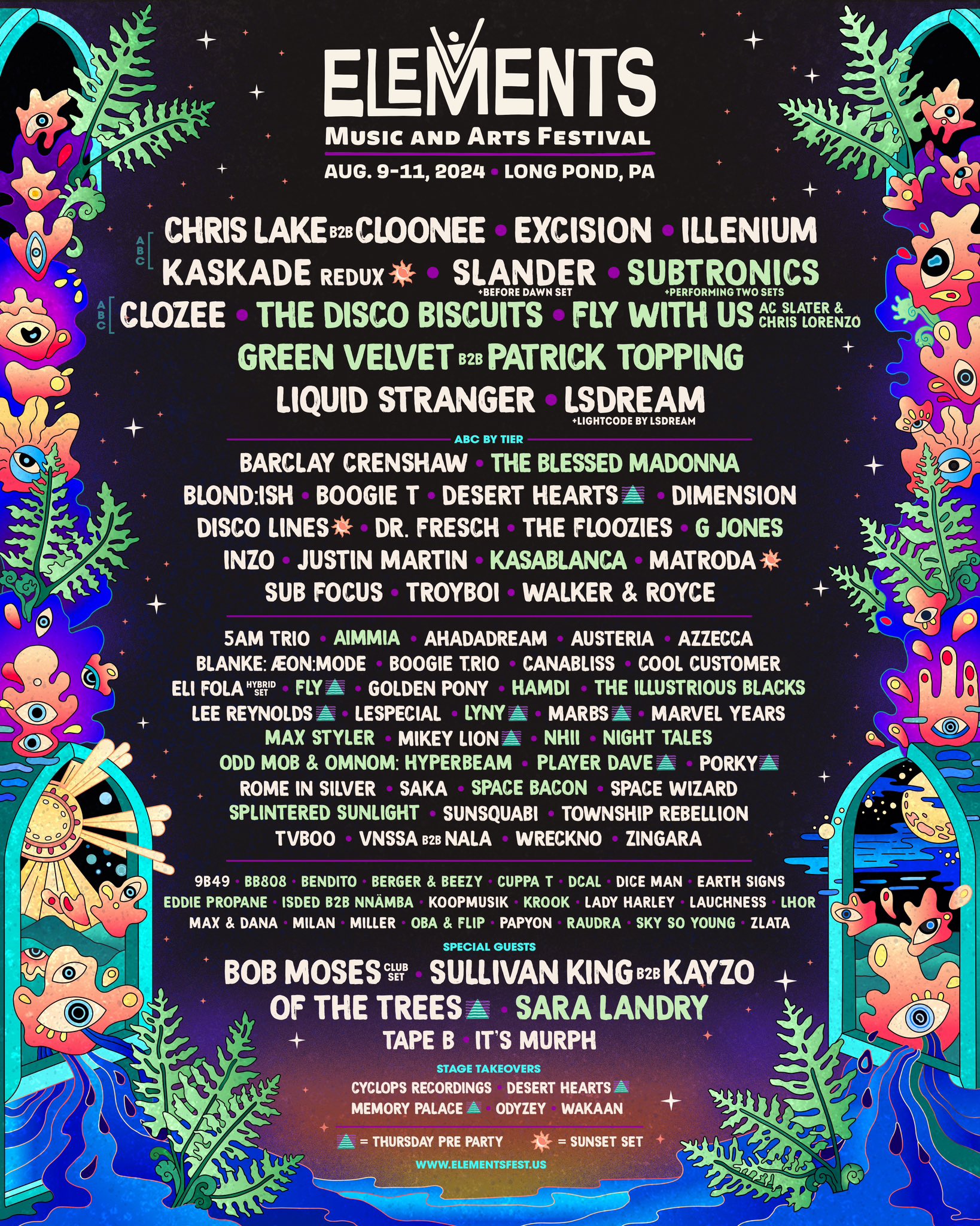 Elements Music & Arts Festival 2024 lineup poster