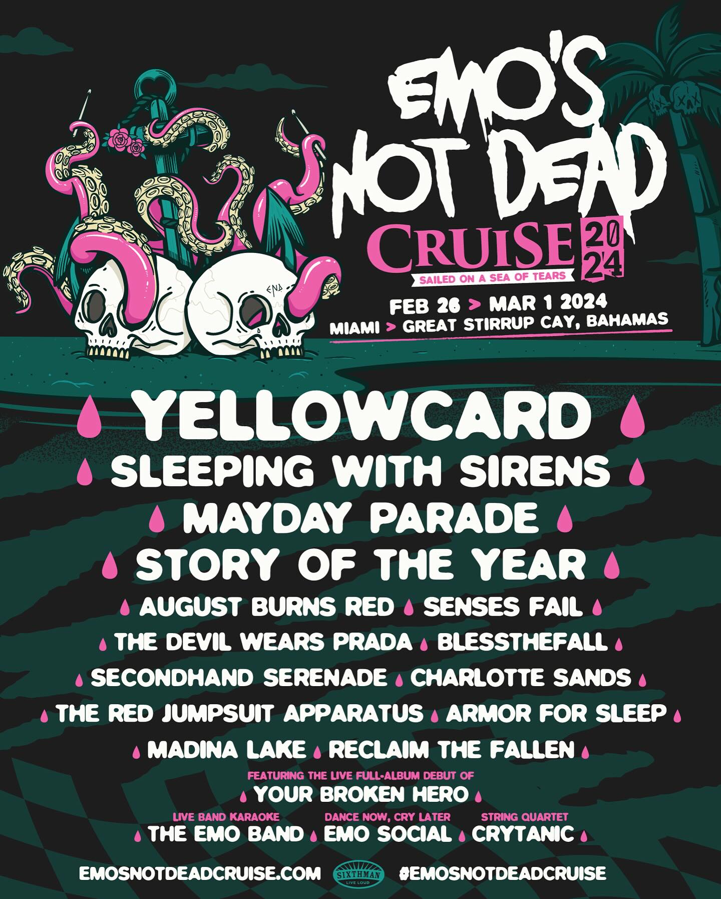 Emo’s Not Dead Cruise lineup poster