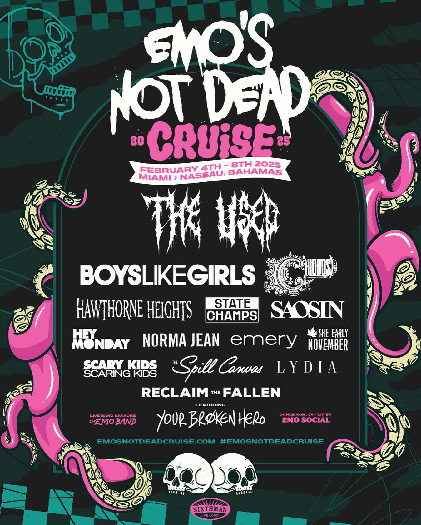 Emo’s Not Dead Cruise lineup poster