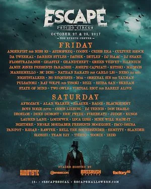 Escape Halloween 2017 Lineup poster image