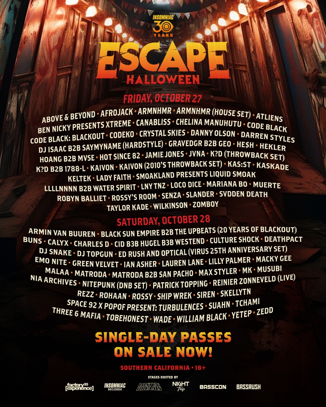 Escape Halloween 2023 lineup poster