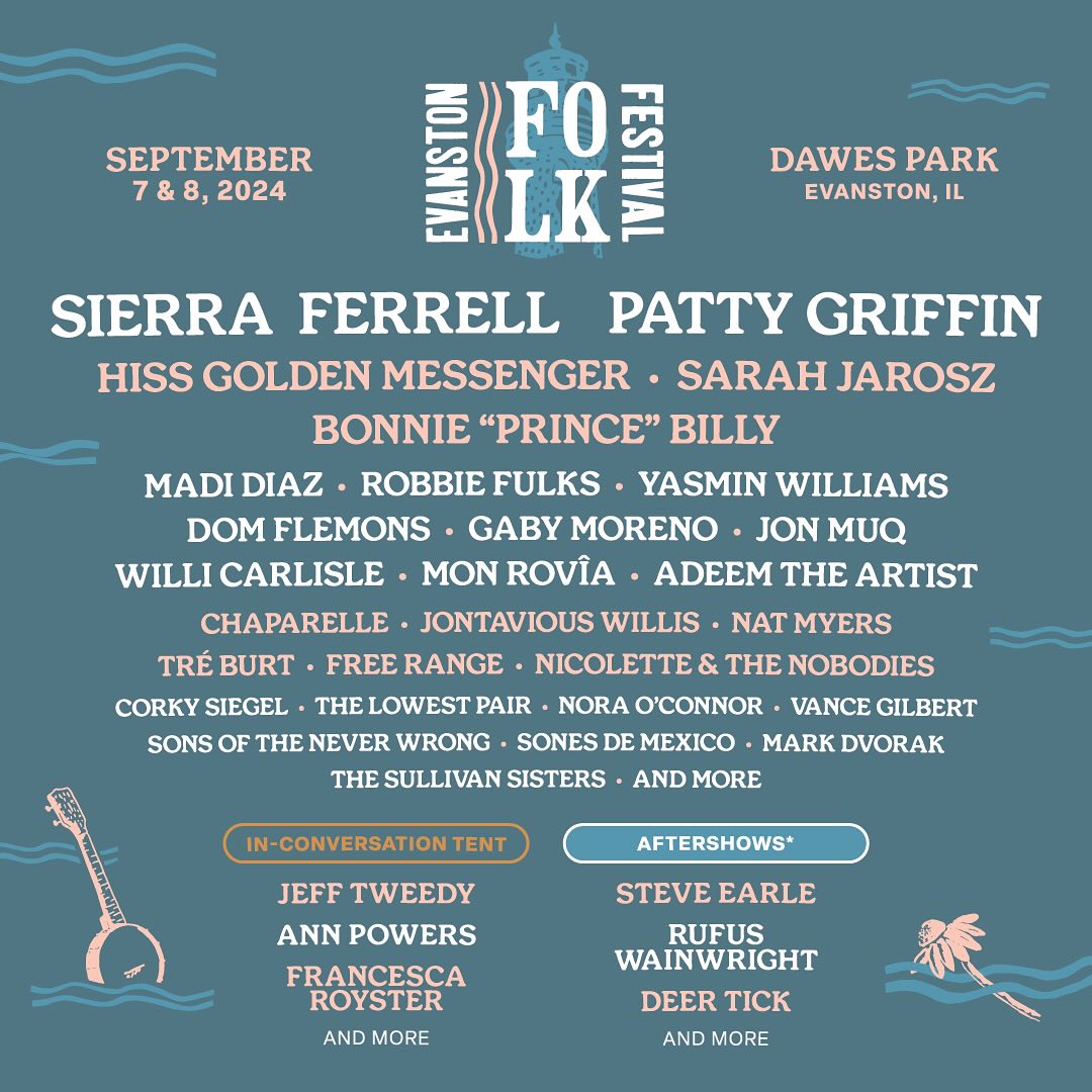 Evanston Folk Festival 2024 lineup poster