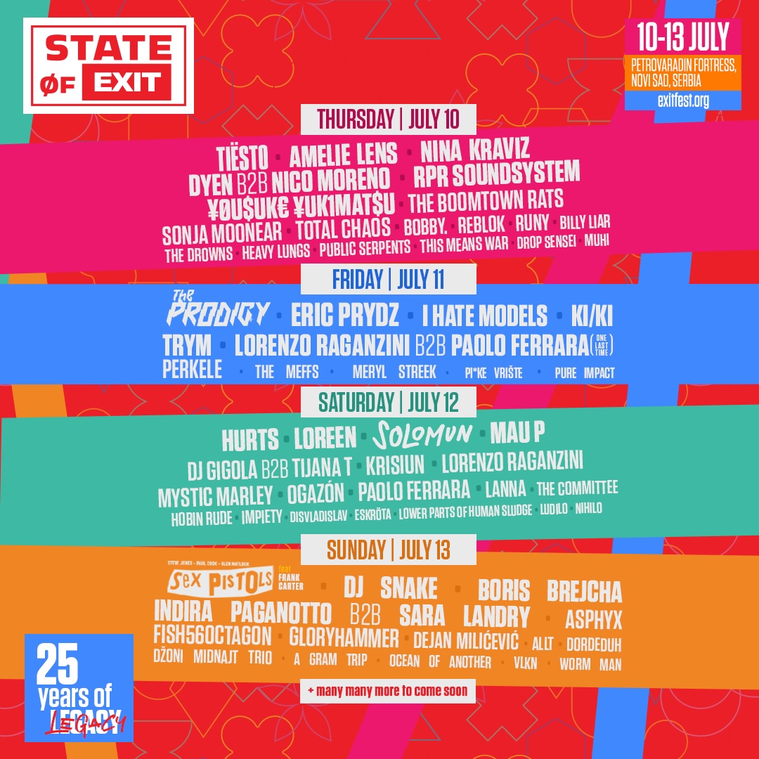 EXIT Festival lineup poster
