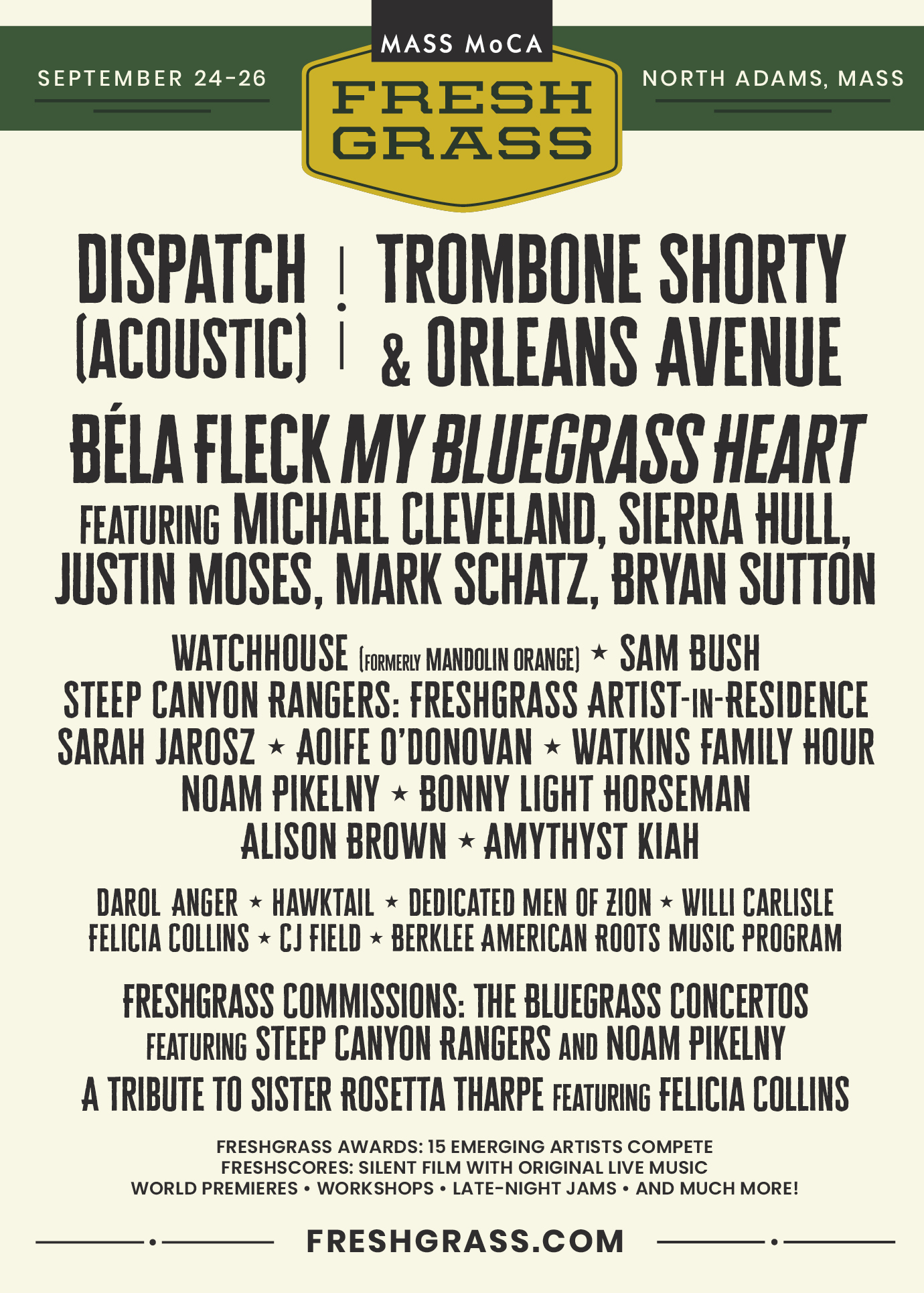 FreshGrass Festival North Adams 2021 lineup poster