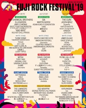 FUJI ROCK FESTIVAL 2019 Lineup poster image