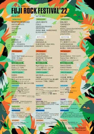 FUJI ROCK FESTIVAL 2022 Lineup poster image