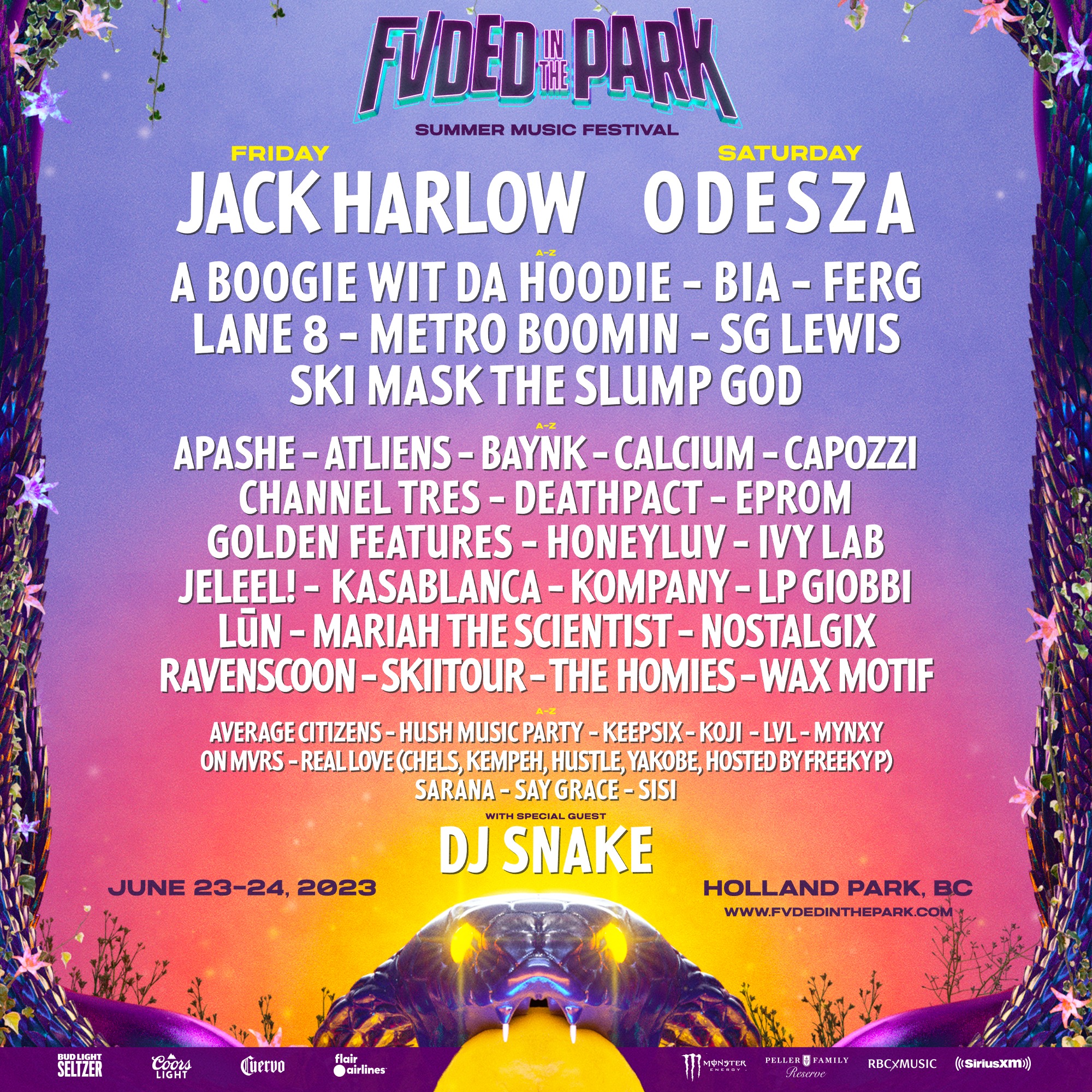 FVDED In The Park 2023 Lineup poster image