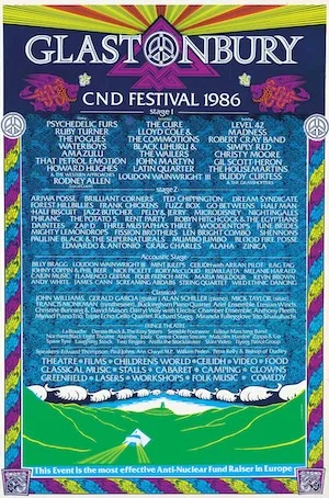 Glastonbury Festival 1986 Lineup poster image