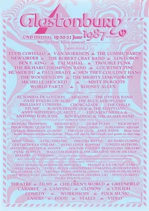 Glastonbury Festival 1987 Lineup poster image