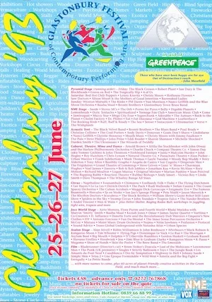 Glastonbury Festival 1993 Lineup poster image