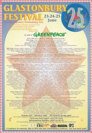Glastonbury Festival 1995 Lineup poster image