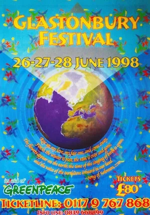 Glastonbury Festival 1998 Lineup poster image
