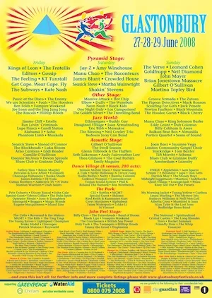 Glastonbury Festival 2008 Lineup poster image