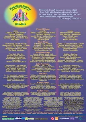 Glastonbury Festival 2010 Lineup poster image